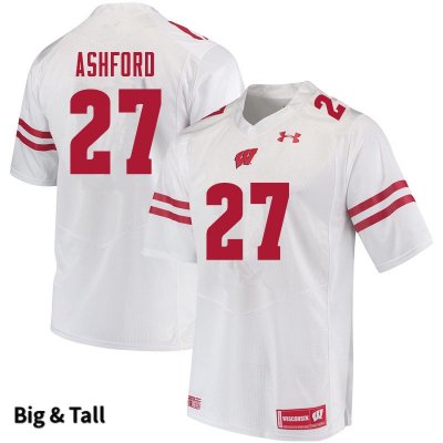 Men's Wisconsin Badgers NCAA #27 Al Ashford White Authentic Under Armour Big & Tall Stitched College Football Jersey FN31S05XQ